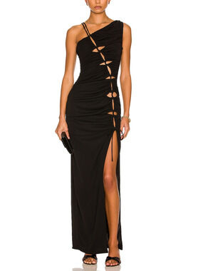 Nicholas Ruched Black Prisha Gown Size 0
